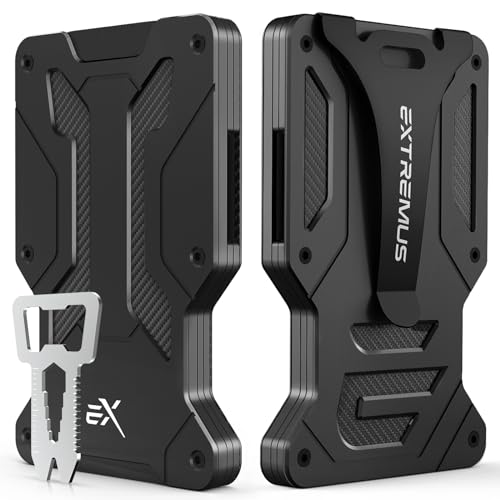 Extremus Versatile Mens Wallet, 6 in 1 Multitool Card Rfid Blocking Wallet with Money Clip and Credit Card Holder, Minimalist Front Pocket Wallet for Men