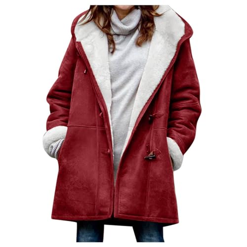 Cyber Deals 2023 Monday, Plus Size Fleece Lined Coats for Women Sherpa Overcoat Warm Winter Coats with Hood Herpa Fleece Lined Jacket with Pockets, Amazon Gift Card