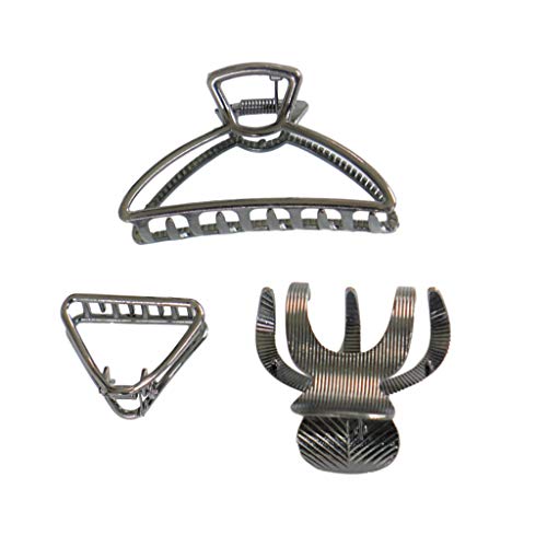Sensory4u Metal Hair Claw Clips Variety Pack (Gray)