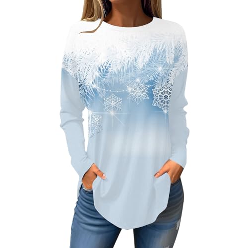 Generic Womens Long Sleeve Tops Dressy Casual Womens Fall Shirt Fall Sweatshirts for Women Womens Oversized Sweatshirts Loose Tunic Tops Crew Neck Pullover Printed Blouse Dressy Casual Sweatshirts