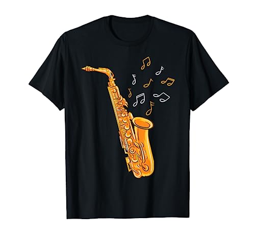 Saxophone Player Musical Notes Saxophonist Jazz Musician Sax T-Shirt
