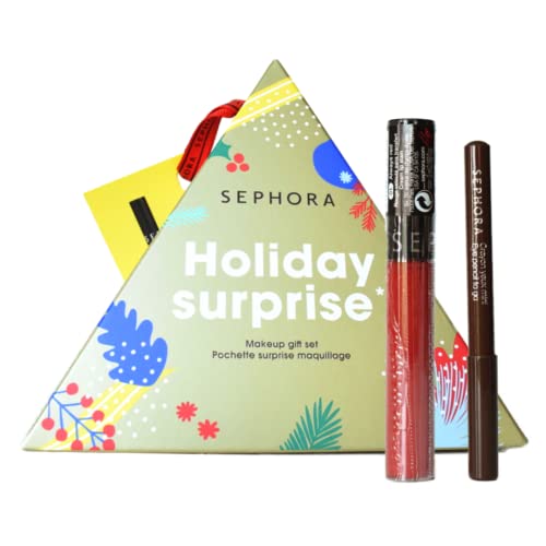 SEPHORA Collection Holiday Surprise Makeup Gift Set:: Cream Lip Stain in 01 Always Red and Eyeliner Pencil To Go in Deep Brown