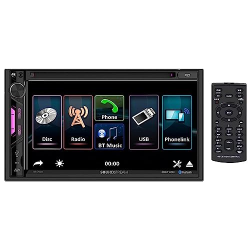 Soundstream VR-7002 2-DIN 7' DVD/CD Multimedia Headunit DVD, USB & Aux Inputs for Media Playback with Bluetooth Phone Calling & Audio Streaming