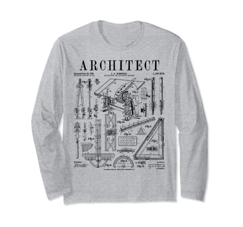 Architect Architecture Student Tools Vintage Patent Print Long Sleeve T-Shirt