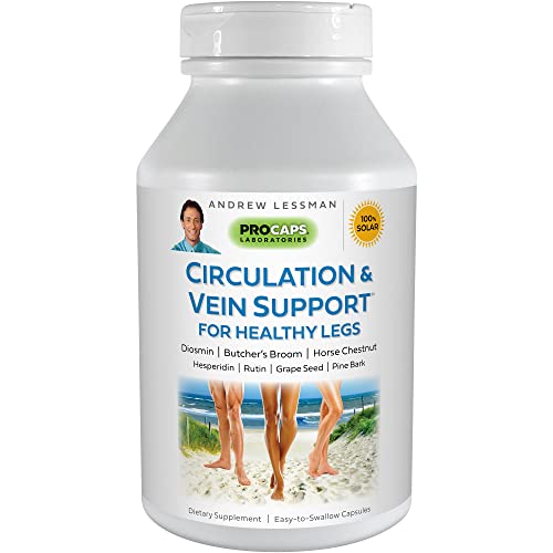 ANDREW LESSMAN Circulation & Vein Support for Healthy Legs 360 Capsules - High Bioactivity Diosmin, Butcher's Broom, Visibly Reduces Swelling & Discomfort in Feet, Ankles, Calves, Legs
