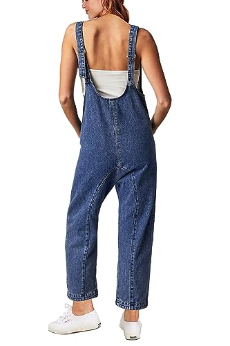 GREAIDEA High Roller Denim Jumpsuits for Women Casual Sleeveless Loose Baggy Overalls Jeans Pants Jumpers with Pockets