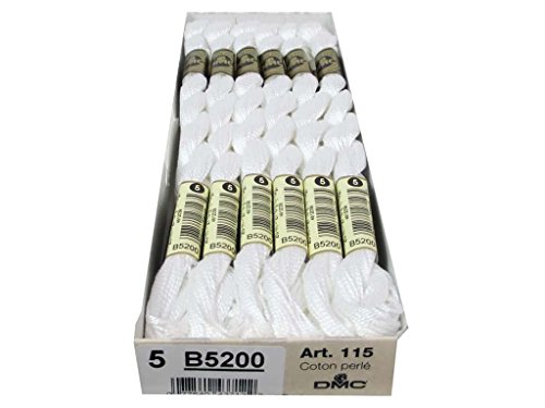 DMC Thread Pearl Cotton Skeins Size 5 27.3 Yards Snow White 115 5-B5200 (12-Pack)
