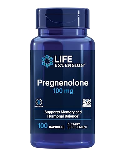 Life Extension Pregnenolone - Hormone balance supplement for healthy hormone levels, 100 mg - Hormone balance, memory, focus, cognitive health - Gluten-free, Non-GMO, 100 capsules