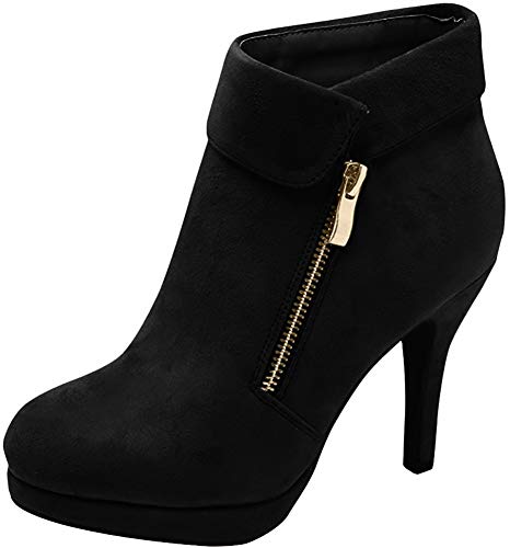 TOP Moda George-40 Ankle Wrap Boots, Black Suede, 8.5