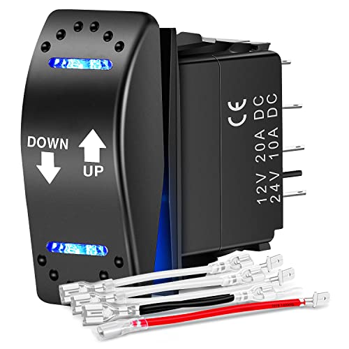 Nilight Down Up Polarity Reverse Switch DPDT 20A 7PIN Momentary Rocker Switch ON Off ON Switch 12V 24V Toggle Switch Jumper Wires for Control Motor for Hoist, Crane, Linear Actuator, 2 Years Warranty