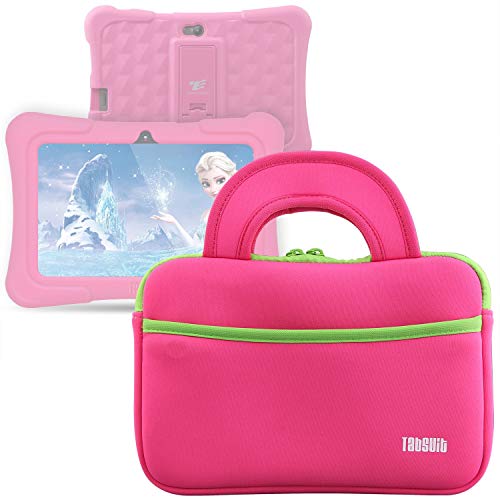 TabSuit 7' Tablet Sleeve Bag Compatible for Dragon Touch Y88X Pro/Y88X/M7 Kids Tablet, MatrixPad S7, Z1 Kids Tablet, iPad Mini 4 3 2 1, Galaxy Tab A 8.0 with Accessory Pocket - Pink