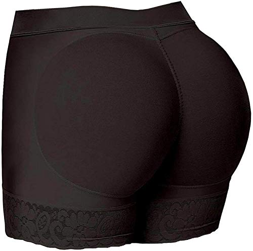 HelloTem Women Lace Padded Seamless Butt Hip Enhancer Shaper Panties Underwear, Black, (US Size 10-12) 2XL