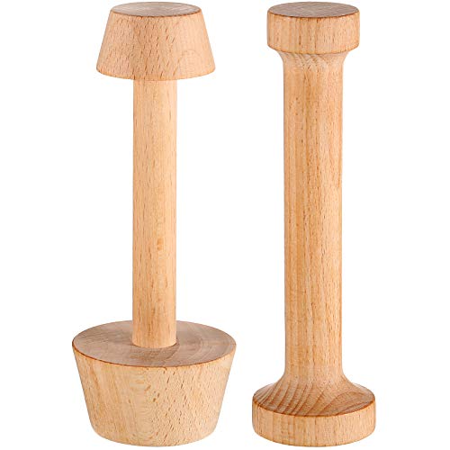 Patelai 2 Pcs Wooden Pastry Tamper Mini Tart Tamper Set Double Side Pie Pastry Dough Tamper Egg Tart Mold DIY Cake Pastry Tools for Egg Tart, Cheesecakes, Pasta and Dessert Baking