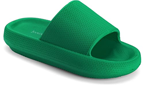 Joomra Shower Slippers for Women Mens Massage Foam Pillow House Shower Bath Bathroom Home Platform Sandals Slipers Cushion Slides for Ladies Female Male Sandles Green 39-40