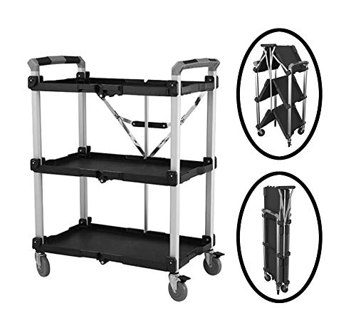 Olympia Tools 85-189 Pack N Roll Collapsible Service Cart, XL, 300LB Capacity, Black