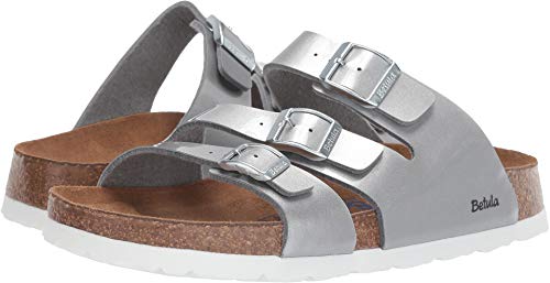 Birkenstock Betula Licensed Leo Soft Metal Silver Birko-Flor EU 38 (US Women's 7-7.5) Narrow