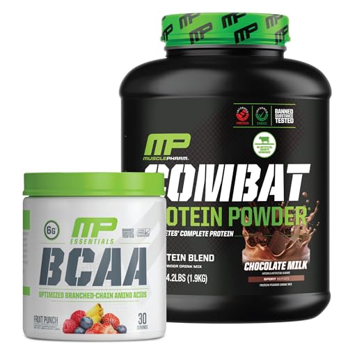 Muscle Pharm Combat 4lb Chocolate Protein and MusclePharm Fruit Punch BCAA's