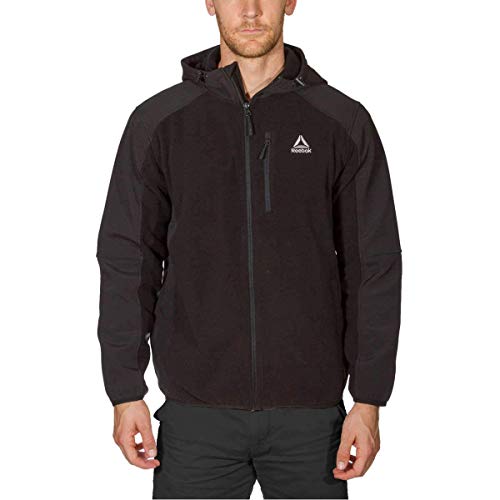 Reebok Men's Mixed Media Softshell Jacket (Black, Large)