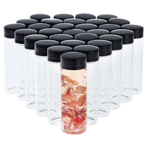 Juvale 30 Pack Clear Liquid 1 oz Glass Bottles with Caps for Cosmetics, Makeup, Sample Liquid Storage (30 ml)