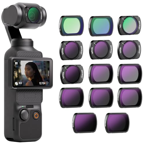 NEEWER Magnetic ND & CPL & Effect Filter Set for DJI OSMO Pocket 3, 14 Pack HD CPL ND8 ND16 ND32 ND64 ND128 ND256 ND1000 ND8/PL ND16/PL ND32/PL ND64/PL Light Pollution Reduction, Black Diffusion 1/4