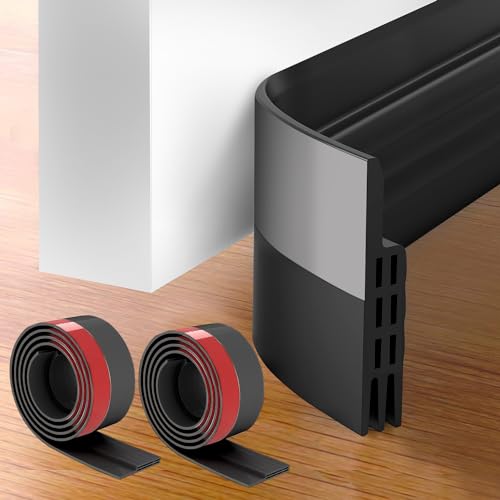 GroTheory 2 Pack Under Door Draft Stopper, Home Essentials, Weather Stripping Door Seal, Bottom of Door Sweep, Garage Window Blocker Noise Dust Insulation Draft Guard, 39' L, Black