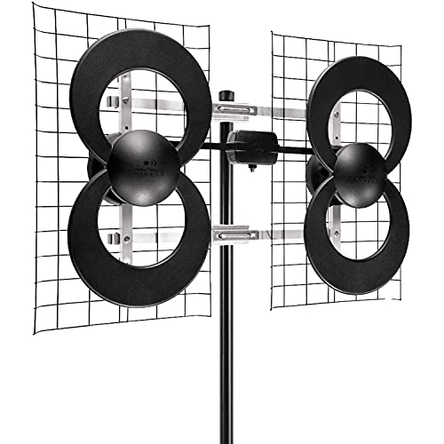 Antennas Direct Clearstream 4 TV Antenna, 70+ Mile Range, UHF, Multi-Directional, Indoor, Attic, Outdoor, Mast W/Pivoting Base/Hardware/Adjustable Clamp/Sealing Pads, 4K Ready, Black – C4-CJM