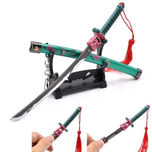 Batustou 8.66' Valorant Onimaru Kunitsuna Katana Key Chain Mini Sword Game Katana Keychain Backpack Keyring Desk Decoration(Sakura)