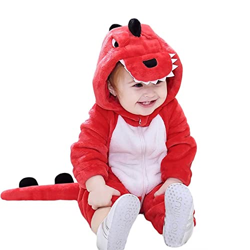 Baby Red Dinosaur Costumes Unisex Toddler Onesie Halloween Dress Up Romper 12-18 Months