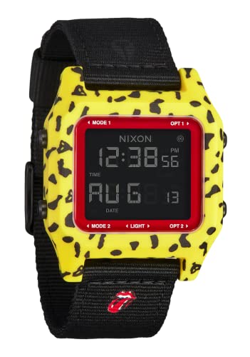 NIXON x Rolling Stones Staple A1358 - Gold/Gold - 100m Water Resistant Men's Digital Sport Watch (38mm Face, 22mm PU/Rubber/Silicone Band) - Made with #Tide Recycled Ocean Plastics