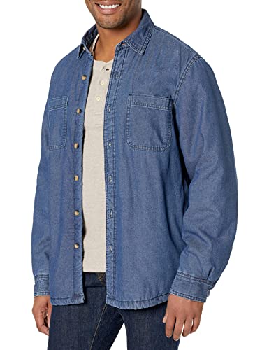 Wrangler Authentics Men's Long Sleeve Sherpa Lined Shirt Jacket, Indigo, Small