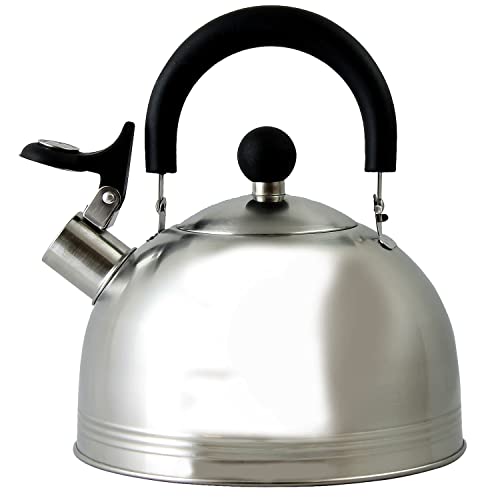 Mr. Coffee Carterton Stainless Steel Whistling Tea Kettle, 1.5-Quart, Mirror Polish