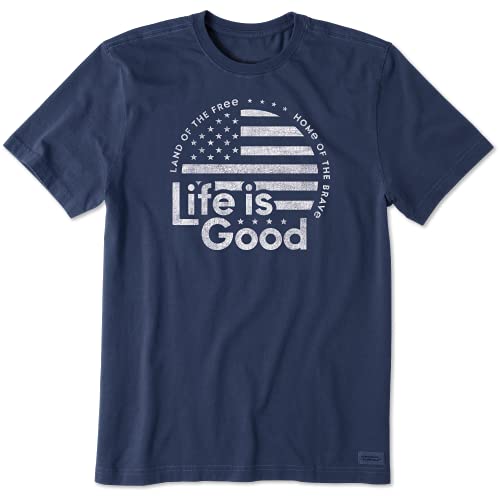 Life is Good Men's American Flag Circle, Darkest Blue, X-Large