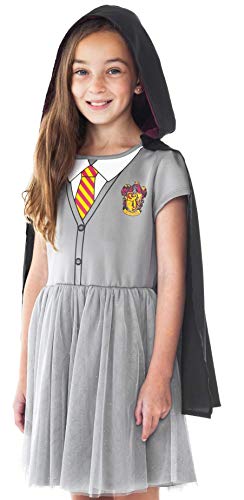 Harry Potter Girls Dress Hogwarts Crest Cloak Gryffindor Tie (Large 10/12) Grey