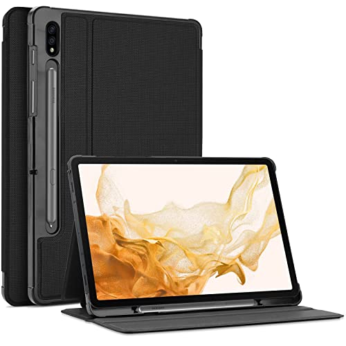 ProCase Case for Galaxy Tab S7 FE 5G 2021/S8 Plus 2022/S7 Plus 2020 12.4 inch with S Pen Holder, Smart Cover for 12.4' Samsung Galaxy Tablet (SM-X800 X806 T730 T736 T970 T975 T976 T978) -Black