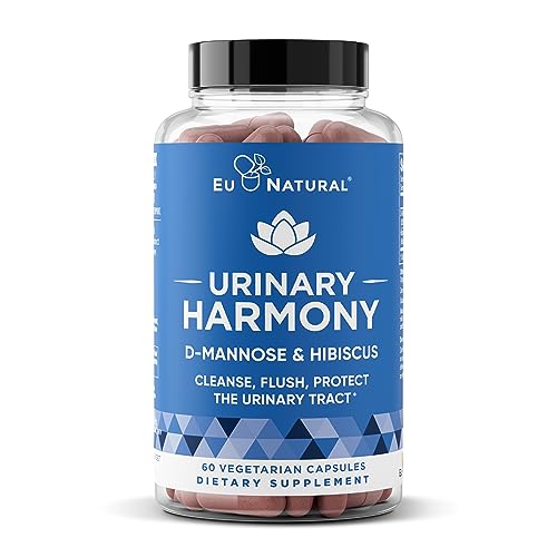 Urinary Harmony D-Mannose Supplement – Urinary Tract Health for Women – Potent Clinical-Strength Formula with D-Mannose and Hibiscus Cleanses and Flushes the Urinary System – 60 Fast-Acting Capsules