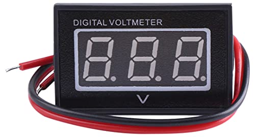 DROK Waterproof LED Digital Voltmeter 0.40'' DC 3-30V Voltage Meter Gauge Panel 12V/24V Volt Tester Power Monitor with 2 Wires Blue Digital Display for Solar Panel Car Auto Battery Monitoring