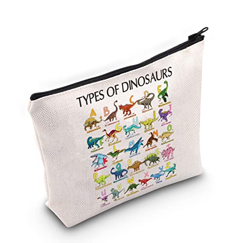 LEVLO Dinosaurs Alphabet A-Z Cosmetic Make Up Bag Dinosaurs Lover Inspired Gift Types Of Dinosaurs Makeup Zipper Pouch Bag For Friend Family (Types Of Dinosaurs)