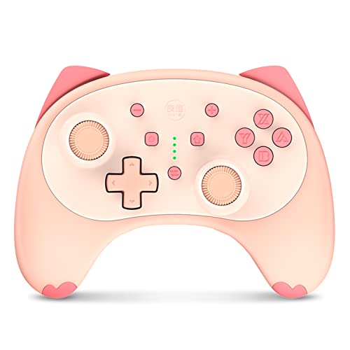 IINE Cute Switch Controller, Bluetooth Cartoon Kitten Nintendo Switch Controllers Wireless, Kawaii Light Switch Gaming PC Controller with TURBO/Double Vibration Function