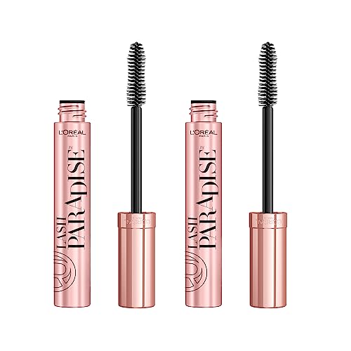L'Oreal Paris Voluminous Makeup Lash Paradise Mascara, Voluptuous Volume, Intense Length, Feathery Soft Full Lashes, No Flaking, No Smudging, No Clumping, Black Brown, 2 Count, Packaging May Vary