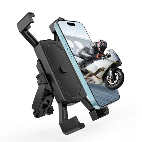 UIPOYTLE Bike Phone Holder, Motorcycle Phone Mount [Full Protection & Super Stable], MTB/Scooter Compatible with iPhone 15/14Pro Max/Plus, Samsung Galaxy S23/22 and More 4.7'-6.8 Smartphones