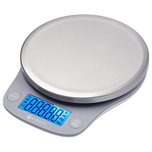 Etekcity 0.1g Food Kitchen Scale, Digital Ounces and Grams for Cooking, Baking, Meal Prep, Dieting, and Weight Loss 11lb/5kg 304 Stainless Steel, EK9000