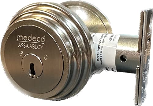 Medeco 11TR50319 Maxum Residential Single Cylinder Deadbolt, Satin Nickel, High Security Restricted M3 Keyway, Keyed Different