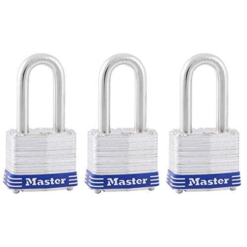 Master Lock Outdoor Padlocks, Lock Set with Keys, Keyed Alike Padlocks with Long Hardened Shackles that Resist Cutting for Gates, Sheds, Fences, 3 Pack, 3TRILF