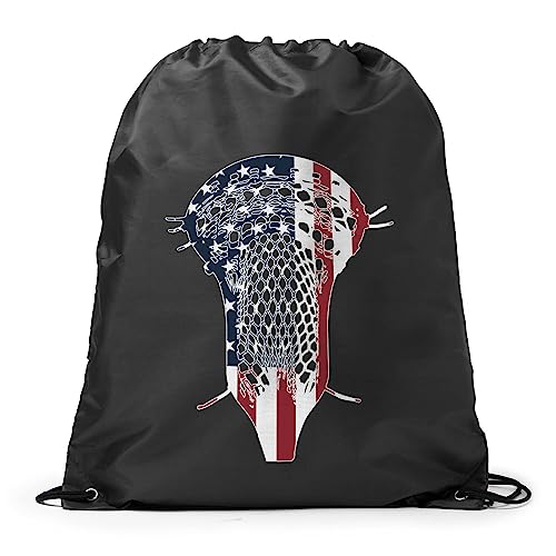 ChalkTalkSPORTS Guys Lacrosse Sport Pack Drawstring Bag | Patriotic Stick | Black