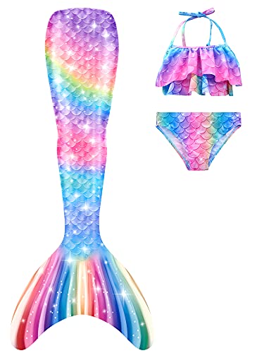Mermaid Tails for Swimming Girls Swimsuit Princess Bikini Bathing Suit Set Birthday Gift for Kids,Girls, Children