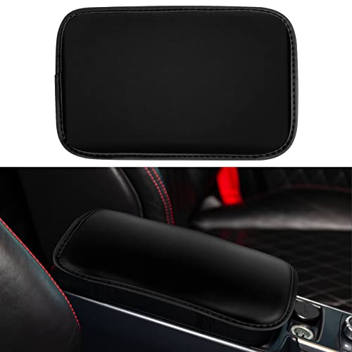 Amiss Auto Center Console Pad, PU Leather Car Armrest Seat Box Cover Protector, Universal Waterproof Non Slip Soft Center Console Armrest Pad for Most Vehicle, SUV, Truck, Car (Black)