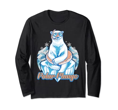 Polar Plunge Ice Jump Funny Polar Bear Winter Swimming Long Sleeve T-Shirt