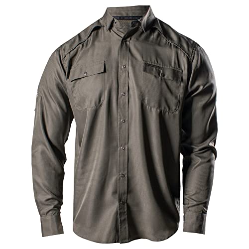 Grunt Style Fishing Shirt Long Sleeve Button Down (Olive, Medium)
