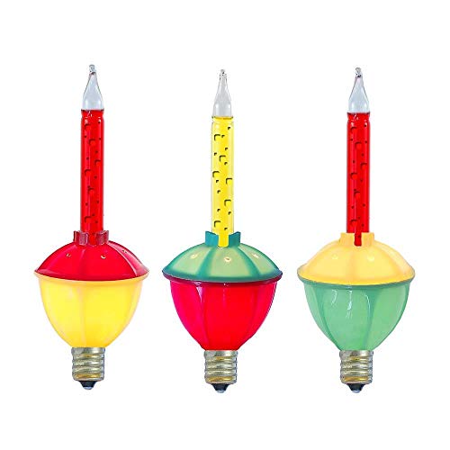 Novelty Lights Traditional Christmas Bubble Light Replacement Pack - Indoor Light Replacement Set for Christmas, Holidays, and More - C7/E12 Candelabra Base 5 Watt Light (Red and Yellow, 3 Pack)