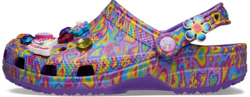 Crocs Unisex Classic Lisa Frank Clogs, Neon Purple/Multi, 7 US Men